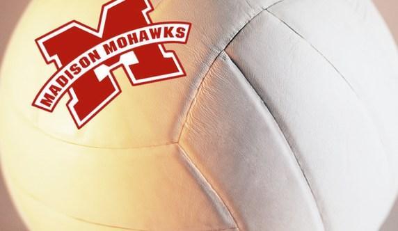 Volleyball with Madison Mohawks logo