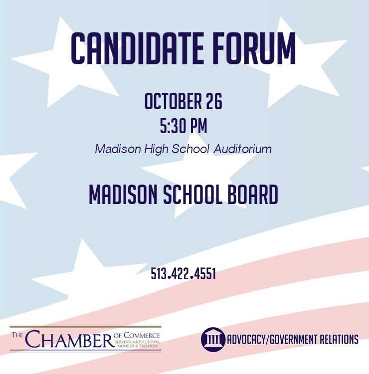 Candidate Forum from Madison School Board poster October 26th at 5:30pm - Madison High School Auditorium